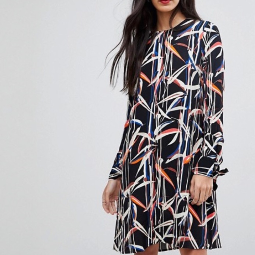 ASOS Y.A.S Tall Printed Tie Sleeve Shift Dress